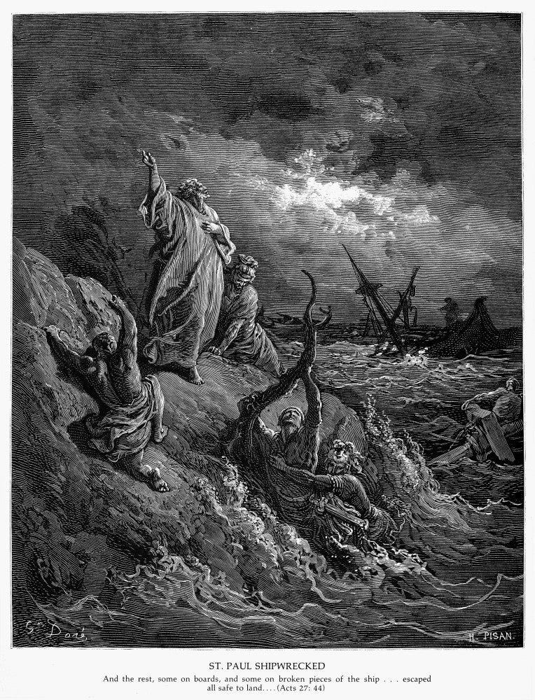 St. Paul Shipwreck Fine Art Print - 19th Century Wood Engraving