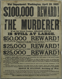 Poster Print of the Reward for Capturing Lincoln's Assassin