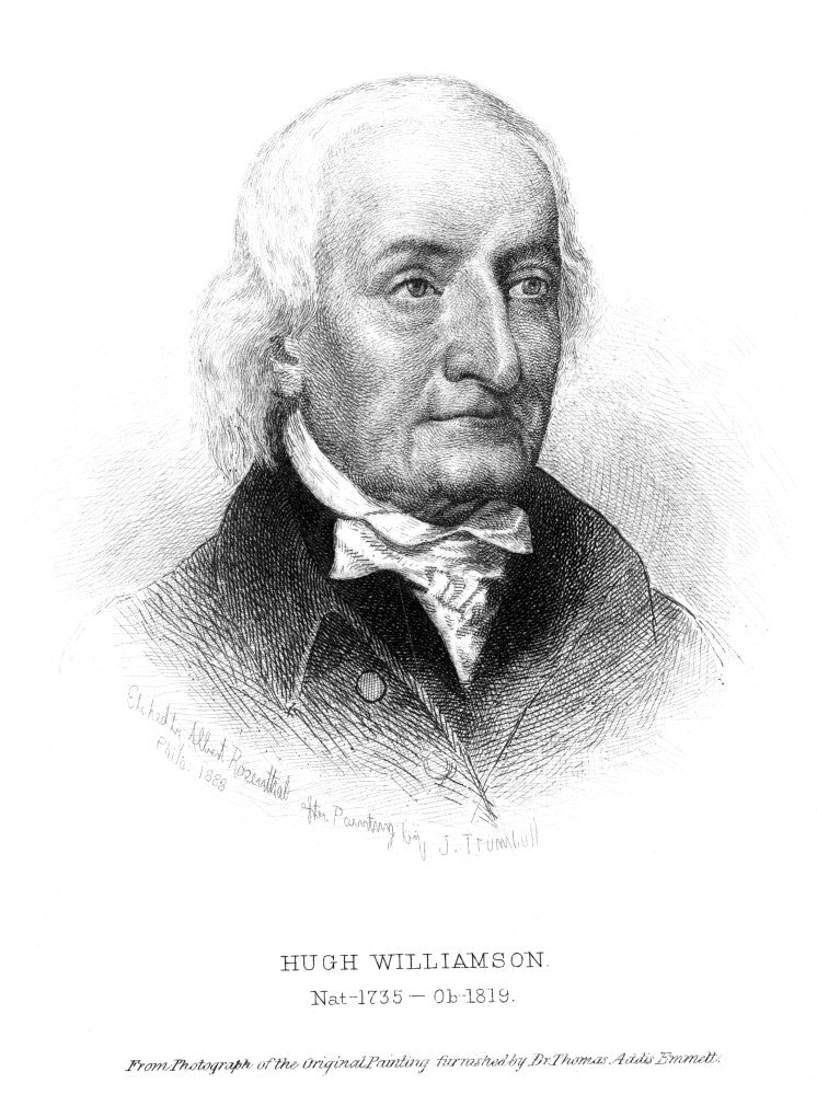Hugh Williamson Etching Print by Albert Rosenthal After Trumbull