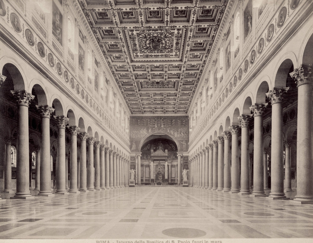 Interior of the Basilica of St. Paul's Outside the Walls in Rome - 1890s Photograph by Granger Collection