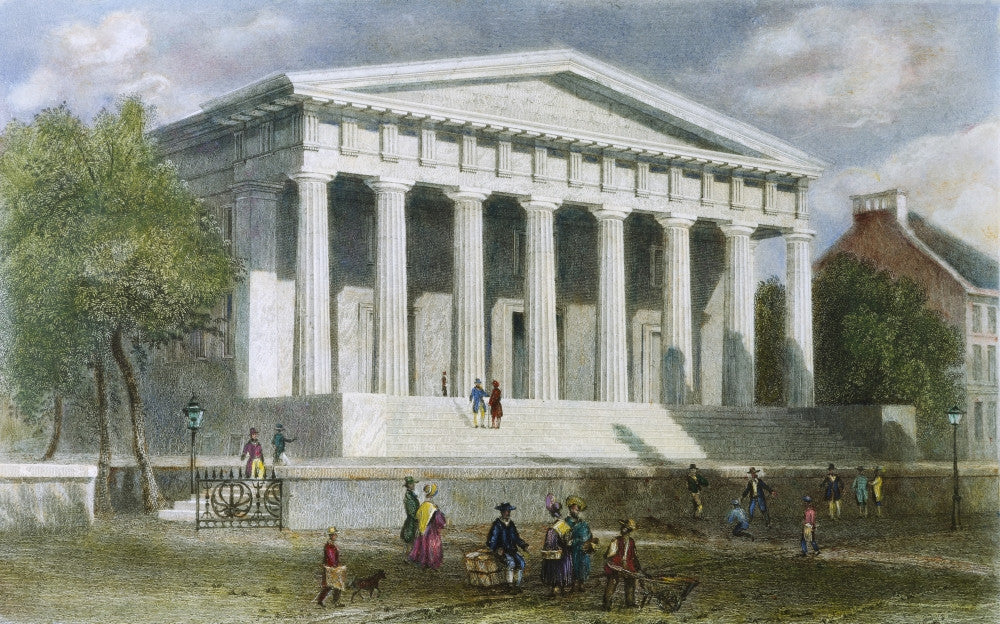 Second Bank of the United States Colored Engraving Poster Print