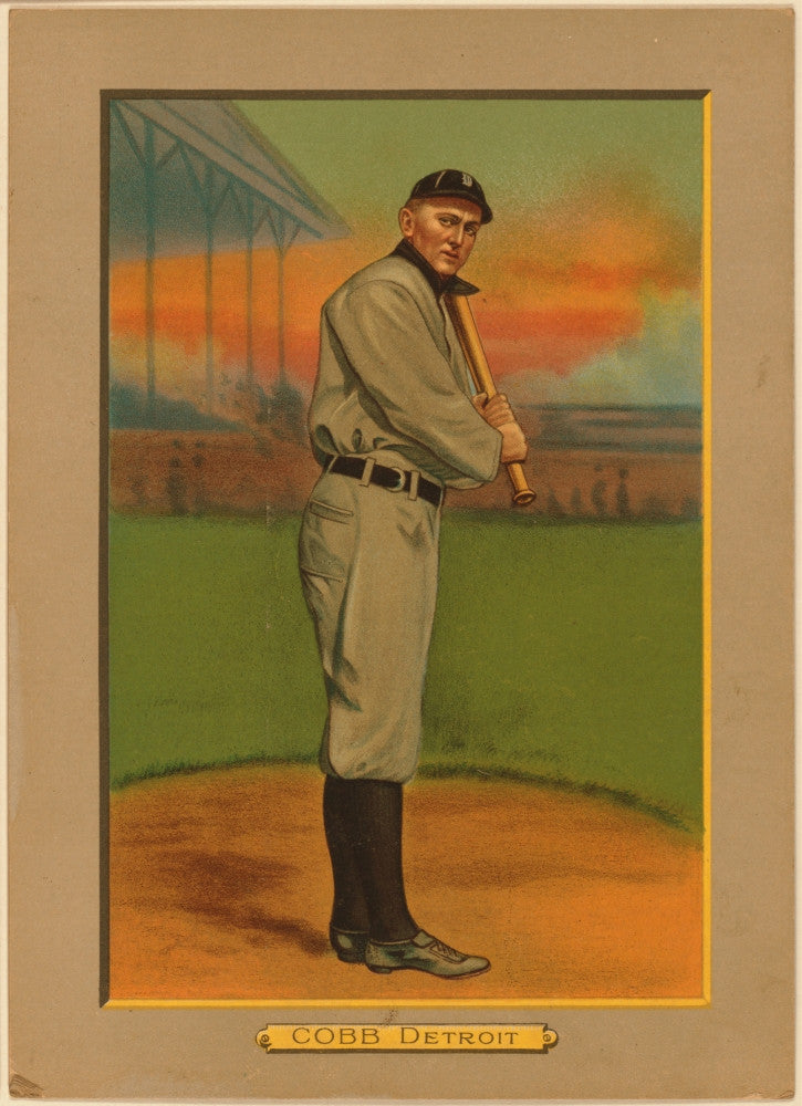 Ty Cobb Detroit Tigers Fine Art Print - Vintage Baseball Decor