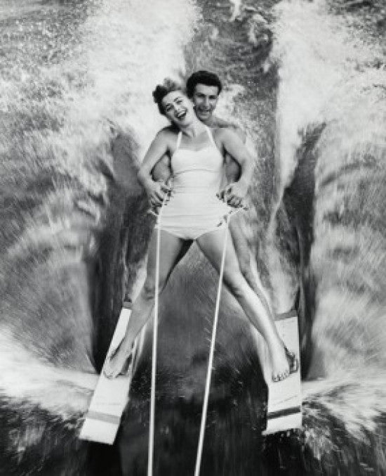 Portrait of a Young Couple Waterskiing Fine Art Print