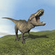 Tyrannosaurus Rex Dinosaur Walking on Grass Fine Art Print