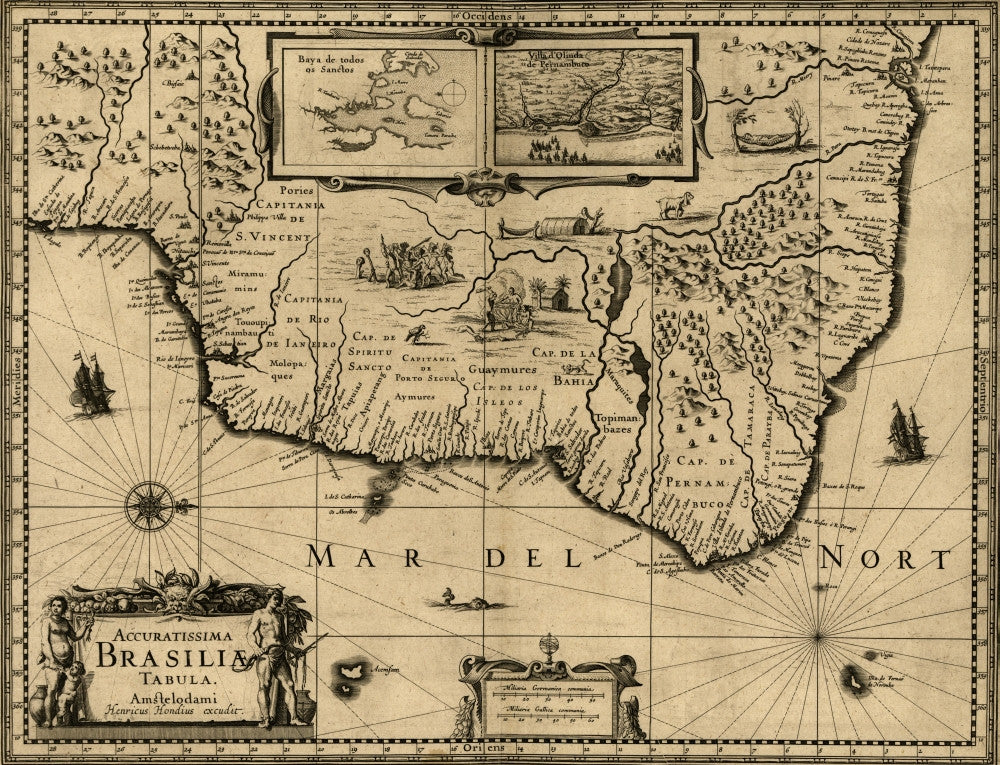 Brazil -1630 Historical Map Poster Print