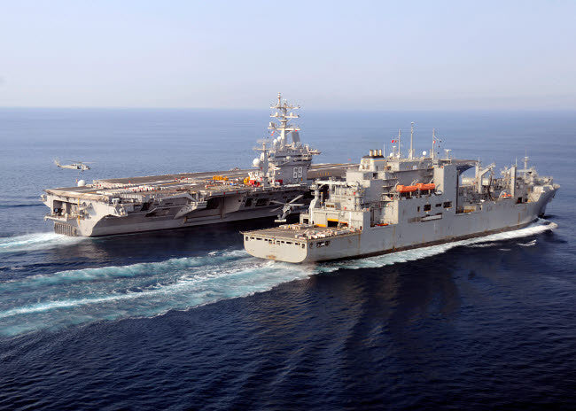Military Sealift Command Vertical Replenishment Poster Print by Stocktrek Images