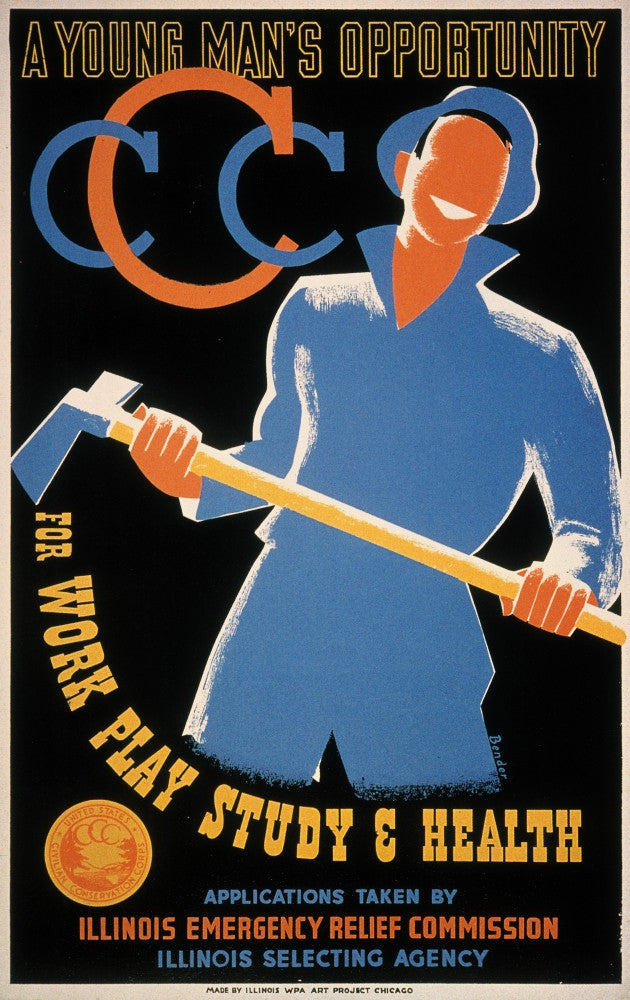 New Deal WPA Poster: A Young Man's Opportunity by Albert M. Bender