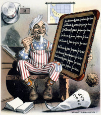 Nuncle Sam's Lessons from the Spanish-American War Cartoon by Grant Hamilton - Fine Art Print