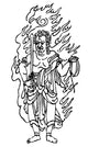 Buddhism: Fudo - Japanese Divinity of Wisdom and Fire Line Drawing Poster Print by Granger Collection