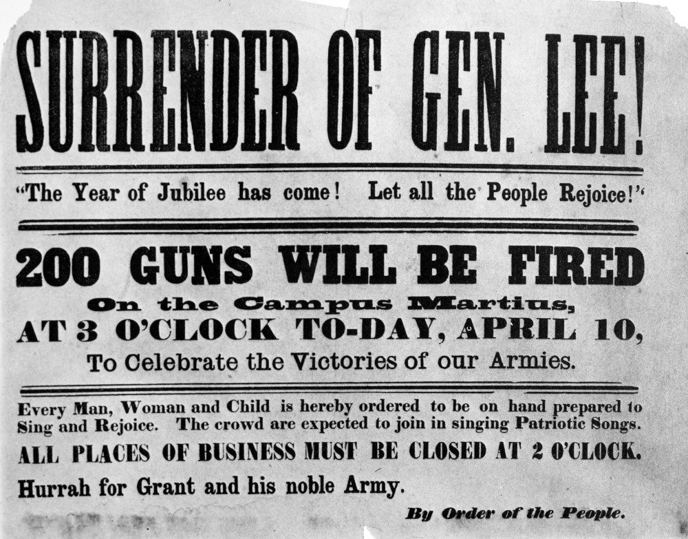 Lee's Surrender 1865 Victory Celebration Broadside Print