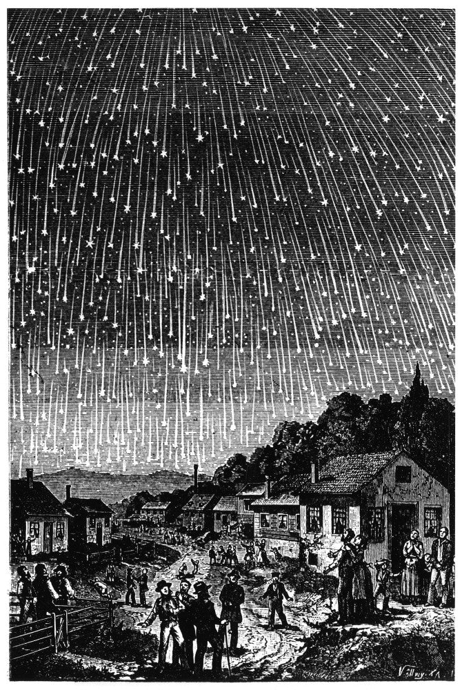 Meteor Shower, 1833 - Wood Engraving Print by Adolf Vollmy