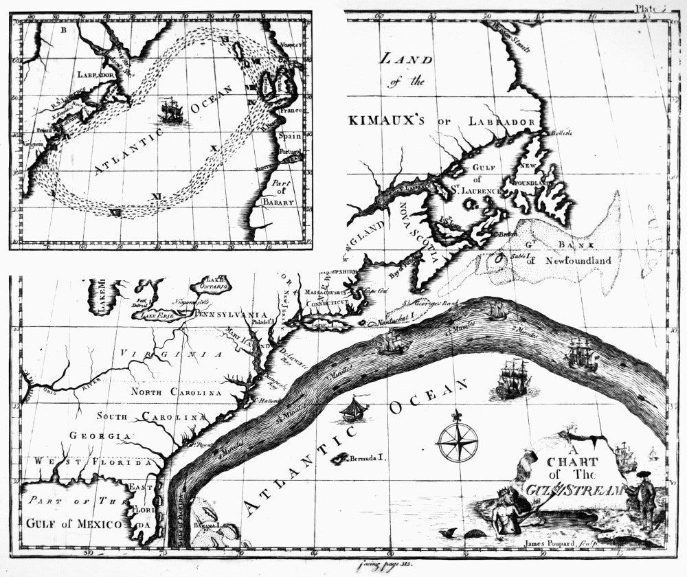 Gulf Stream Map Fine Art Print by Benjamin Franklin (1786)