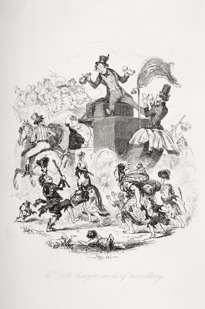 Mr. Bob Sawyer's Mode of Travelling Fine Art Print - The Pickwick Papers Illustration by H.K. Browne