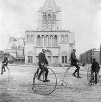 Bicycling in the 1880s Plaza Near Trinity Church, Boston - Fine Art Print