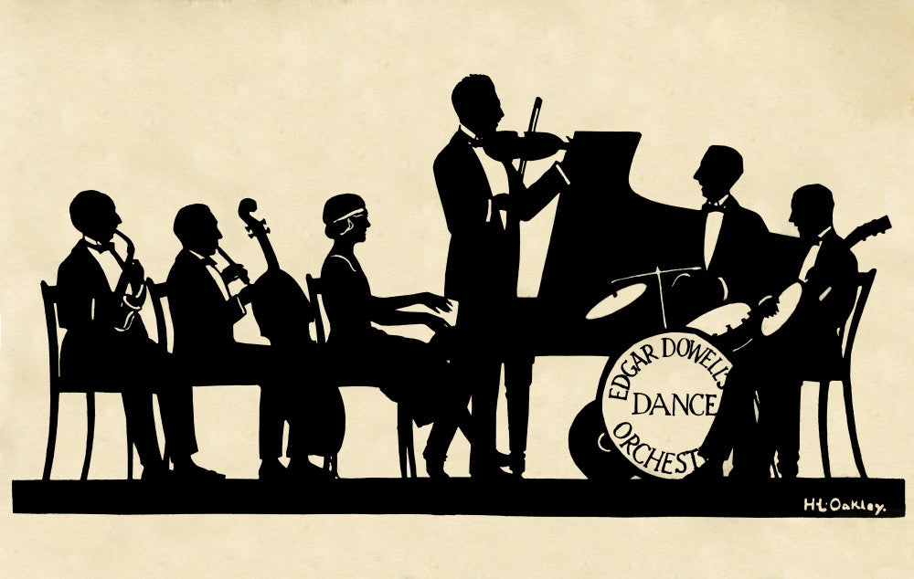 Silhouette of Edgar Dowell's Dance Orchestra Fine Art Print by H.L. Oakley