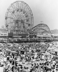 High Angle View of Tourists at Coney Island Beach Poster Print