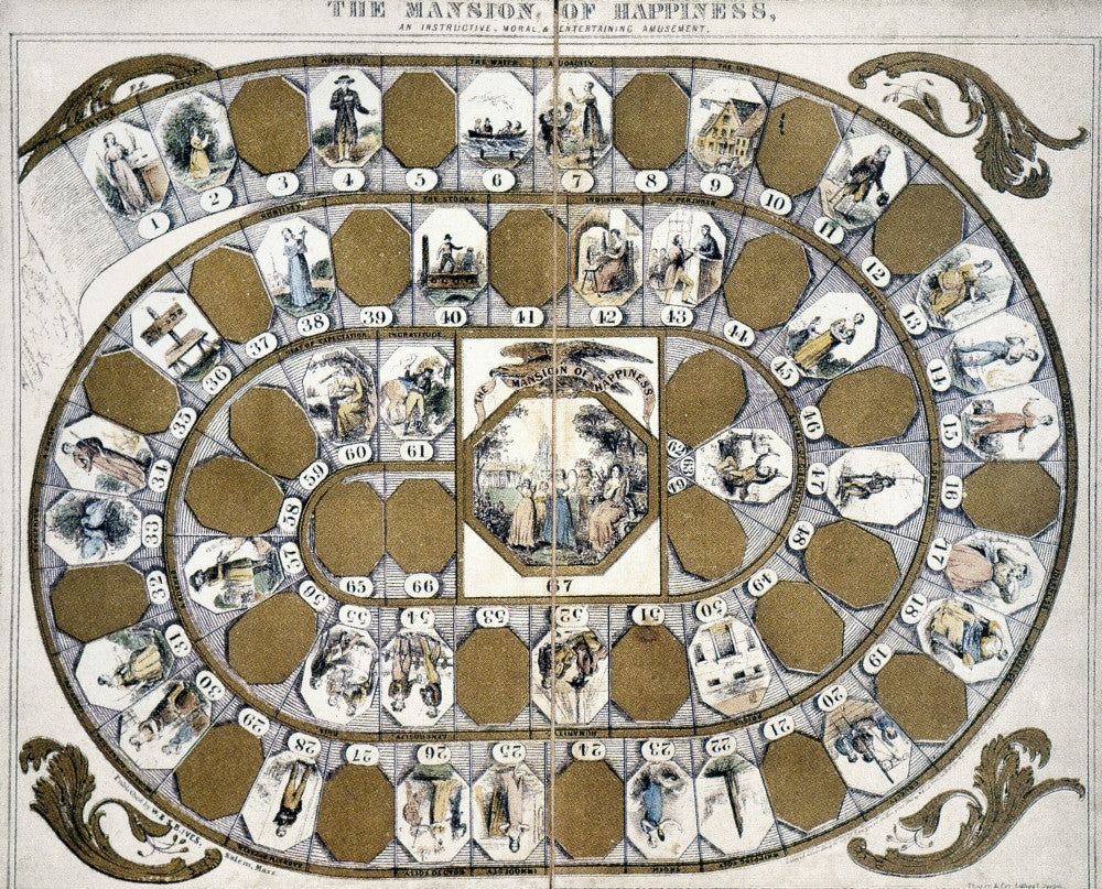 'Mansion of Happiness' Fine Art Print - Historic Board Game | Posterazzi