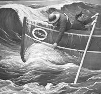 Lifeboat Saving a Man in Rough Seas Fine Art Print by John Short