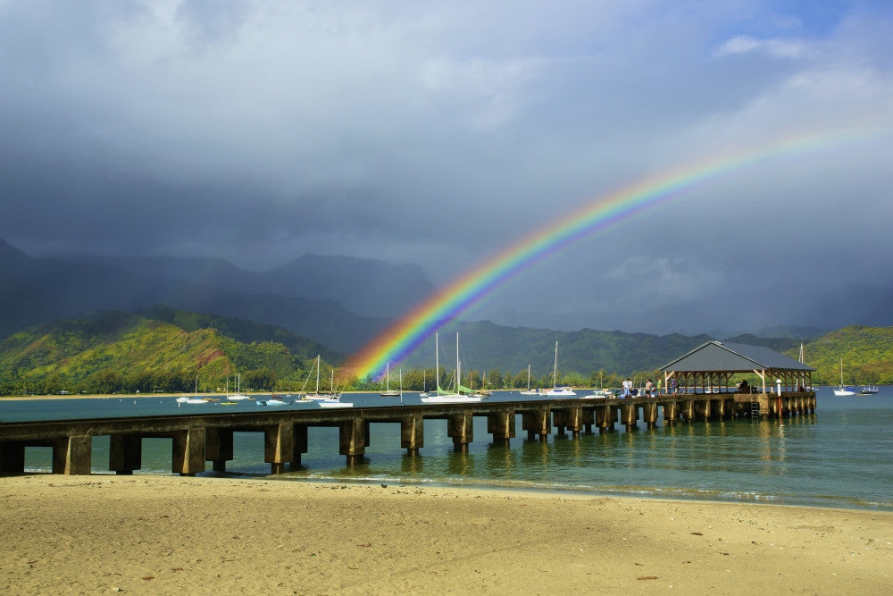 A Rainbow Over Hanalei Pier Fine Art Print by Kicka Witte