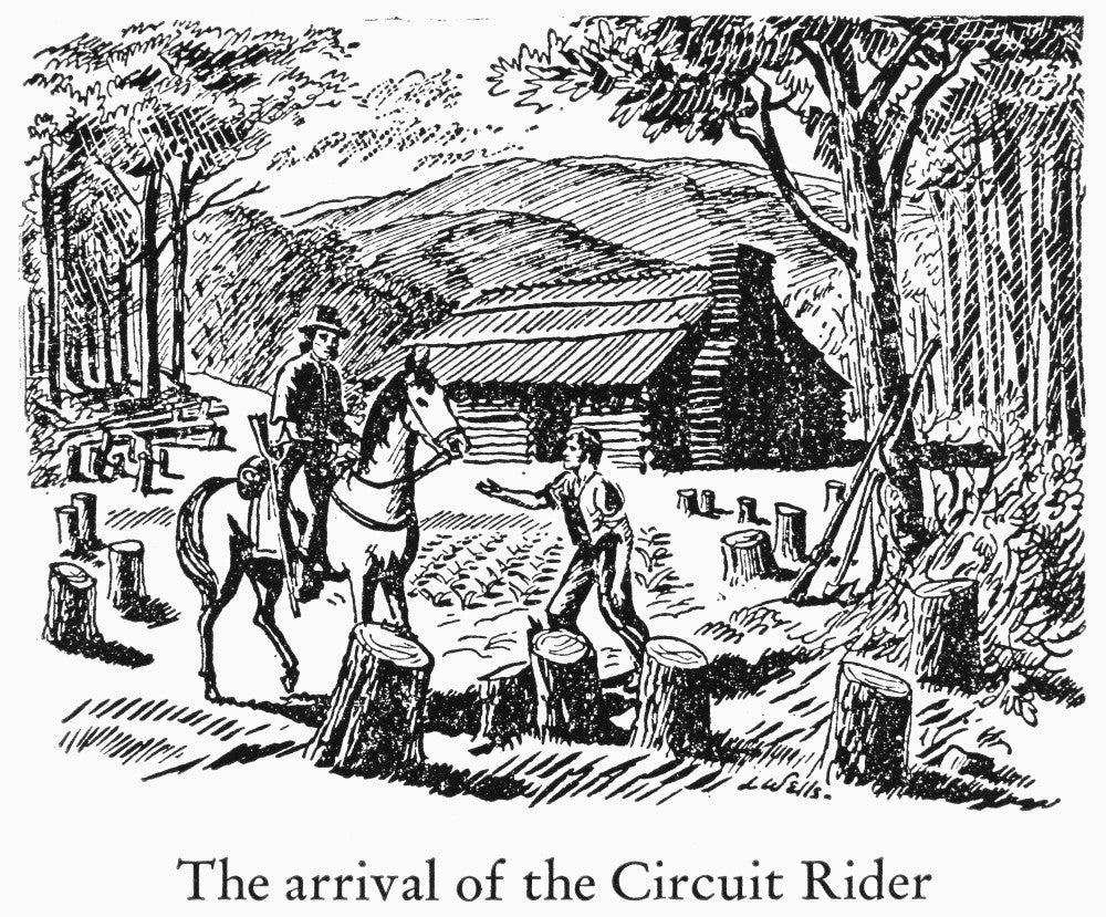 Circuit Rider: Arrival of a Circuit Rider at a Homestead Fine Art Print