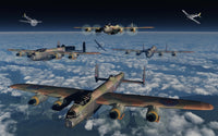 German FW-190 Fighter Planes vs. British Lancaster Bombers Fine Art Print by Mark Stevenson