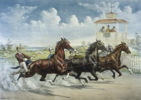 Pacing for a Grand Purse Color Lithograph by Currier & Ives