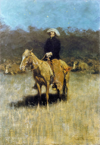 Cowboy Singing to His Herd at Night Fine Art Print