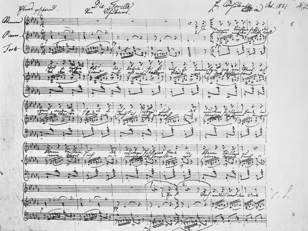 Franz Schubert 'Die Forelle' Handwritten Dedication Fine Art Print by Granger Collection