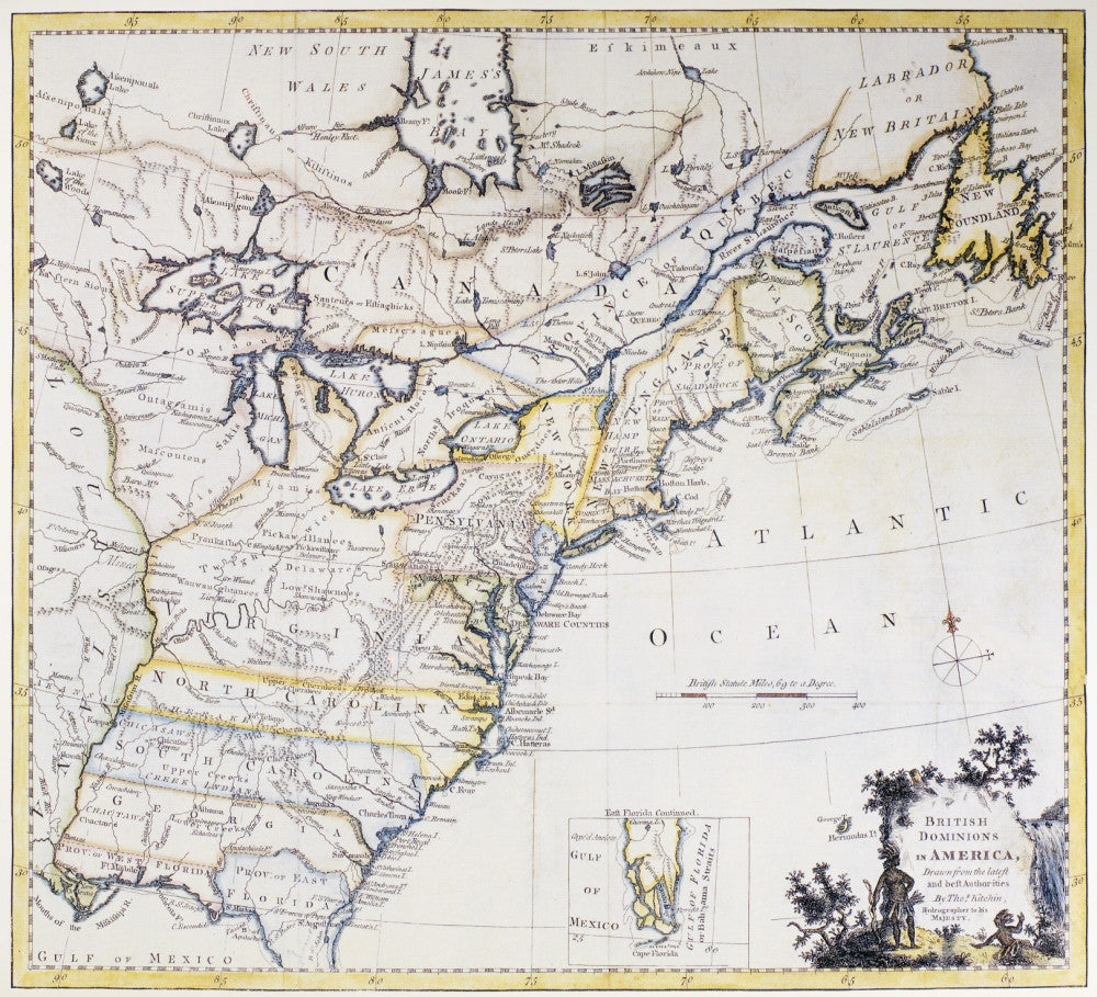 Colonial America Map Print by Thomas Kitchin - C1770