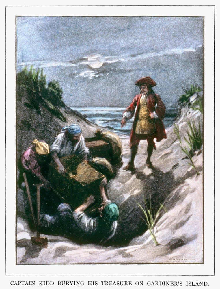 Captain Kidd Burying His Treasure Fine Art Print (C1900) by Granger Collection