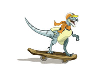 Skateboarding Raptor Illustration Fine Art Print