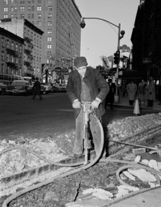 Man Working with Jackhammer in Street Fine Art Print