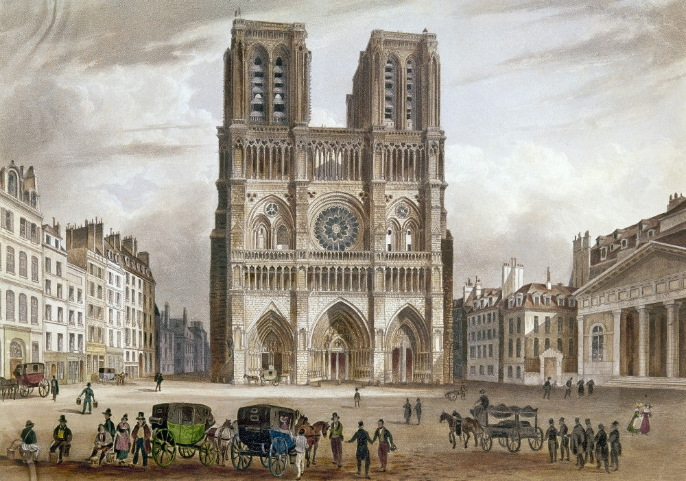 Notre Dame Cathedral Color Engraving Fine Art Print by Granger Collection