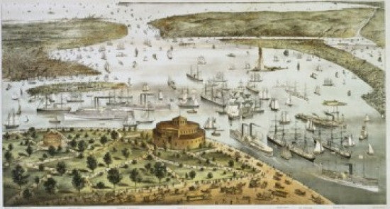 The Port of New York Bird's Eye View of the Battery Fine Art Print