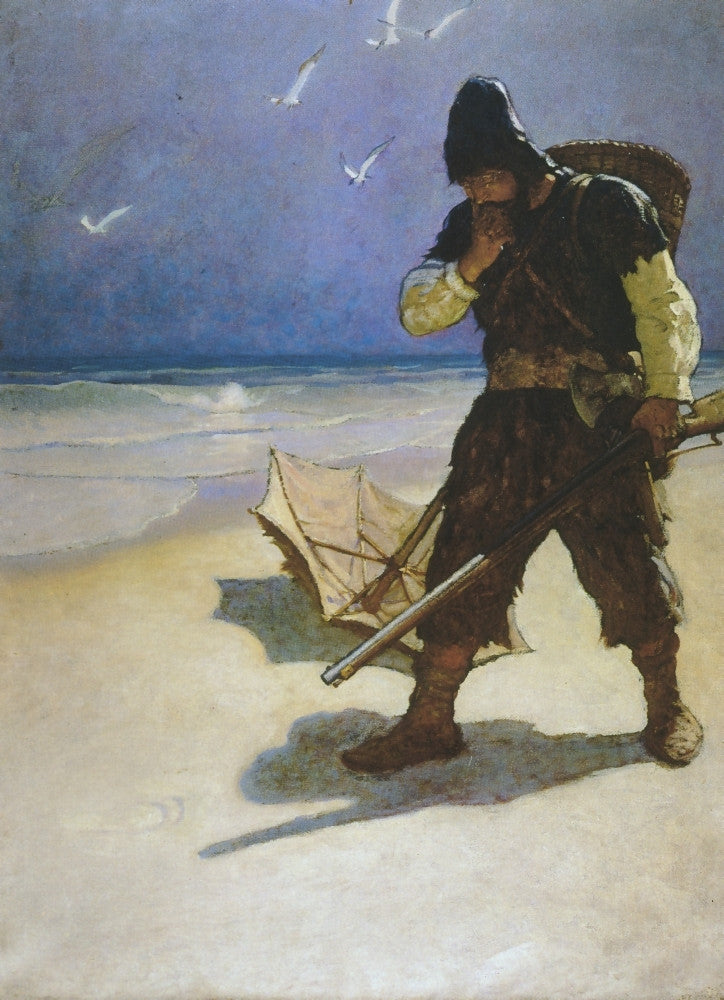 Robinson Crusoe Non The Beach Fine Art Print by N.C. Wyeth