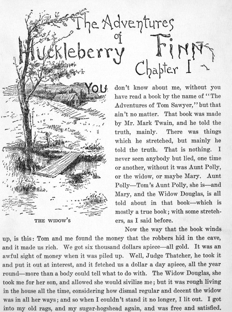 Clemens: Huck Finn Fine Art Print - First Page of 1885 Edition