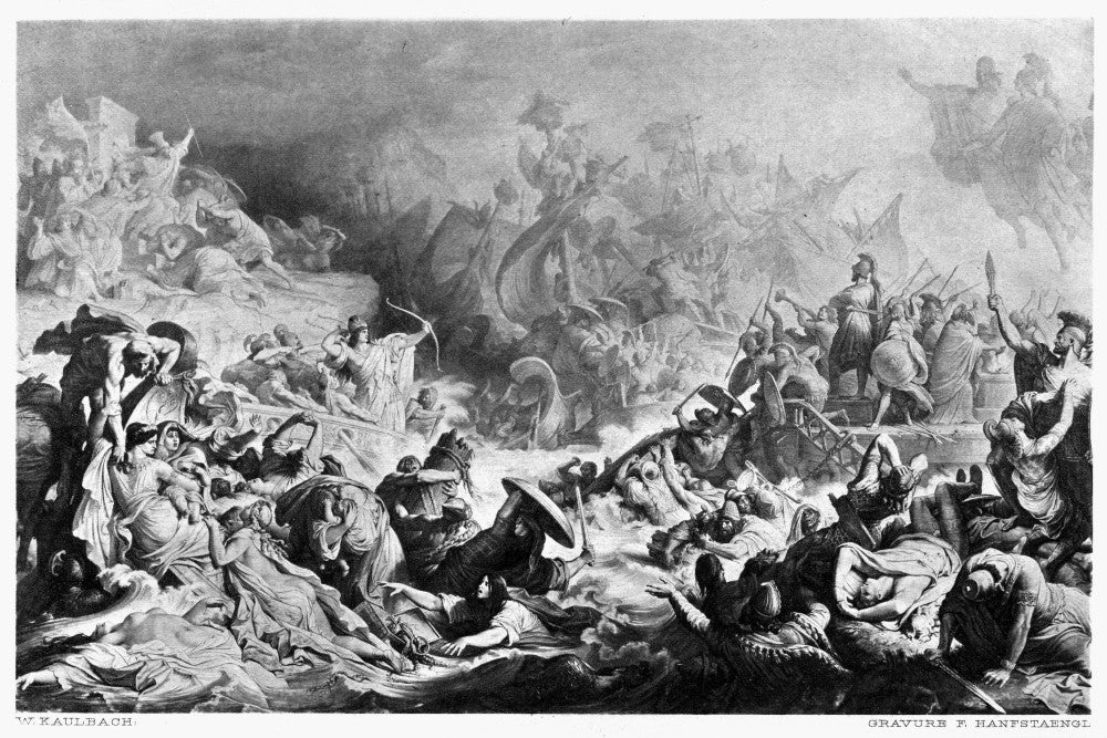 Battle of Salamis Fine Art Print - Historic Sea Battle by Wilhelm Von Kaulbach