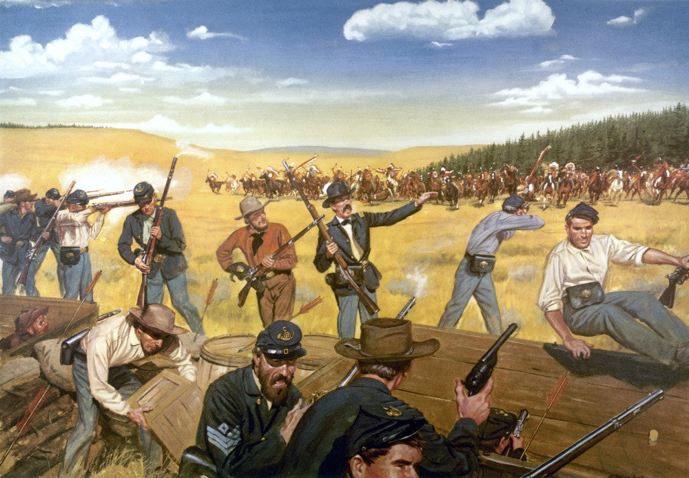 Wagon Box Fight, 1867 Fine Art Print by H. Charles Mcbarron, Jr.