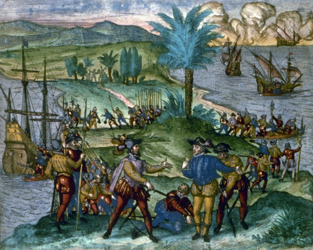 Columbus Arrest Engraving Print - Theodor De Bry 1590