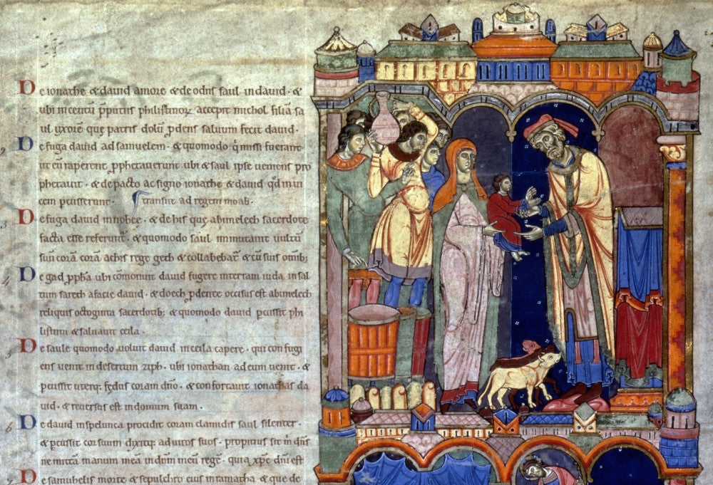Samuel Presenting to Eli Fine Art Print from English Bible (C1175-1200)