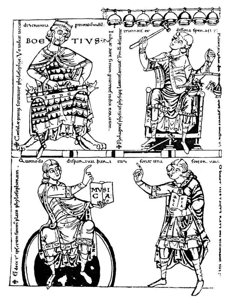Boethius - 12th Century De Musica Fine Art Print by Granger Collection
