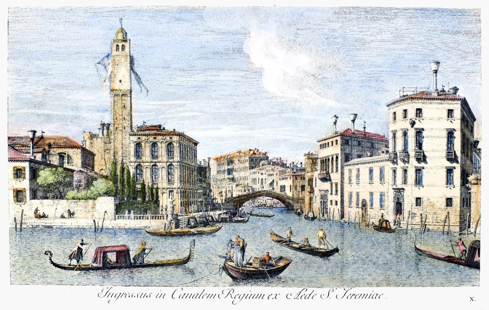 Venice Grand Canal Line Engraving Art Print by Antonio Visentini
