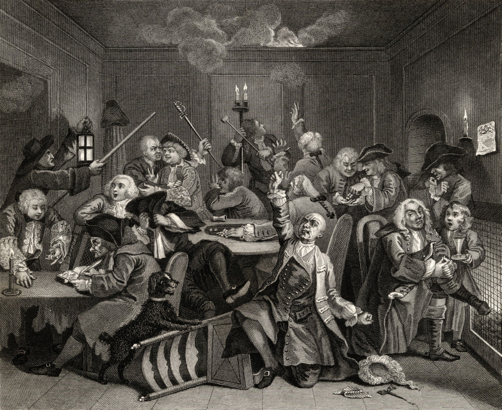 The Rakes Progress - Gaming House Scene Fine Art Print by Hogarth