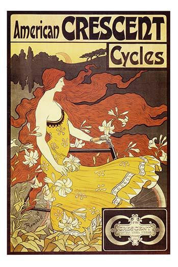 American Crescent Cycles Fine Art Print by Alphonse Mucha