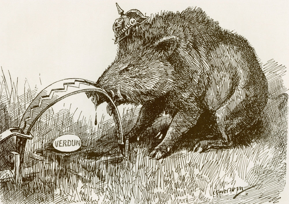 Battle of Verdun Propaganda Print - Boar Representing German Army