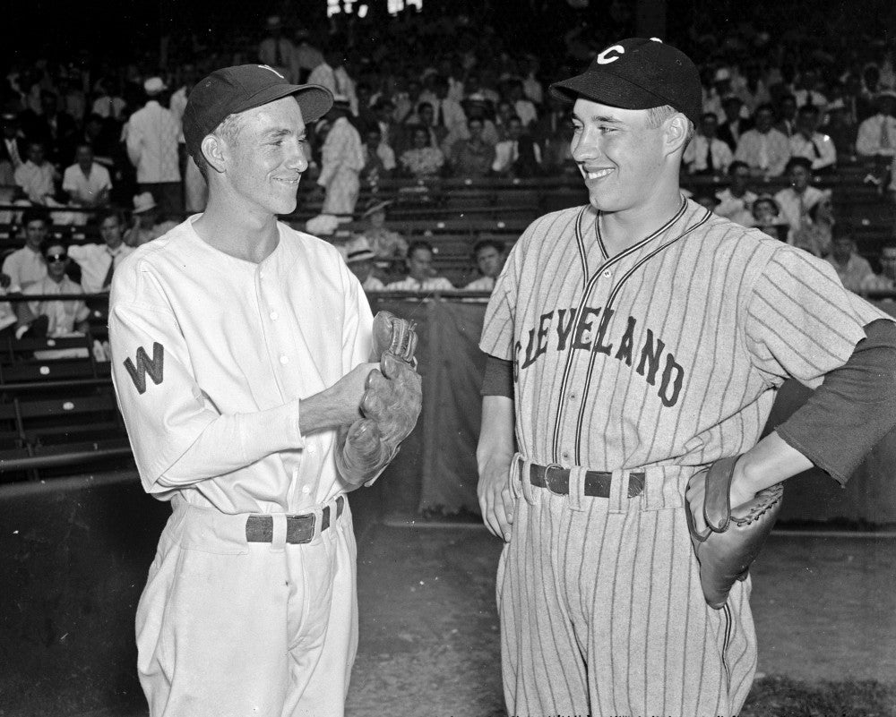 Historic Baseball Photograph of Bucky Jacobs and Bob Feller - 1937