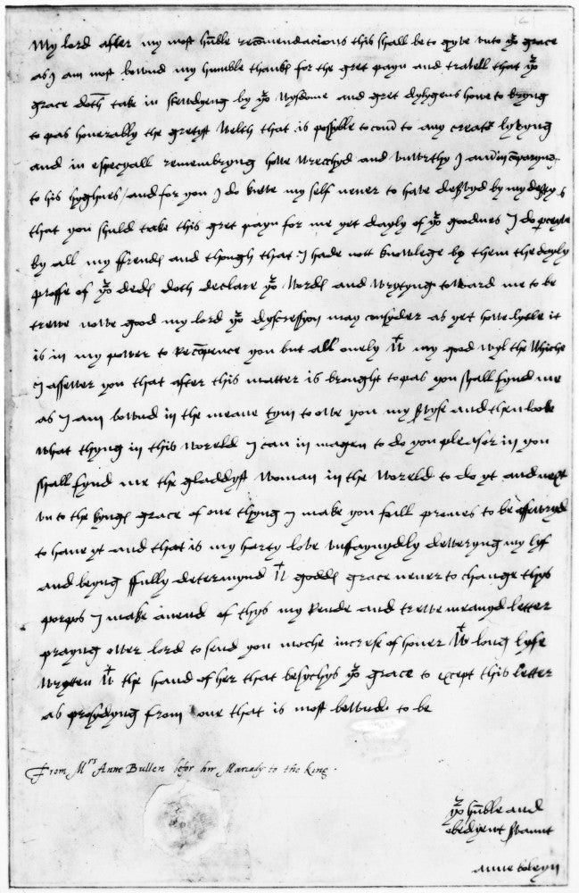 Anne Boleyn Autograph Letter Fine Art Print | Granger Collection