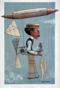 Alberto Santos-Dumont Brazilian Aviation Pioneer Caricature Print - 1901