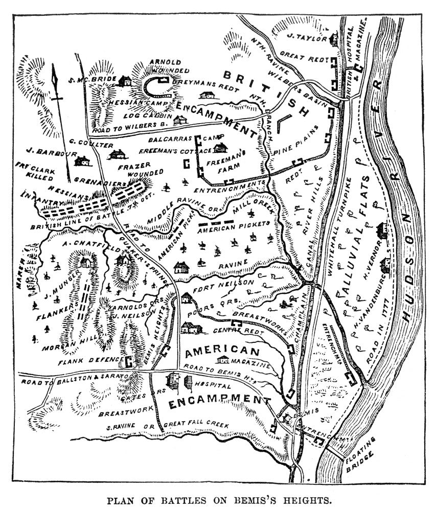 Battle of Saratoga, 1777 Fine Art Print - Historical American Revolutionary War Map