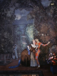 Harlequin and Dame Fine Art Print by Konstantin Somov - Tretyakov Gallery